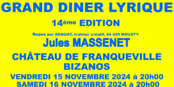 Grand dîner lyrique - 15 & 16 novembre 2024